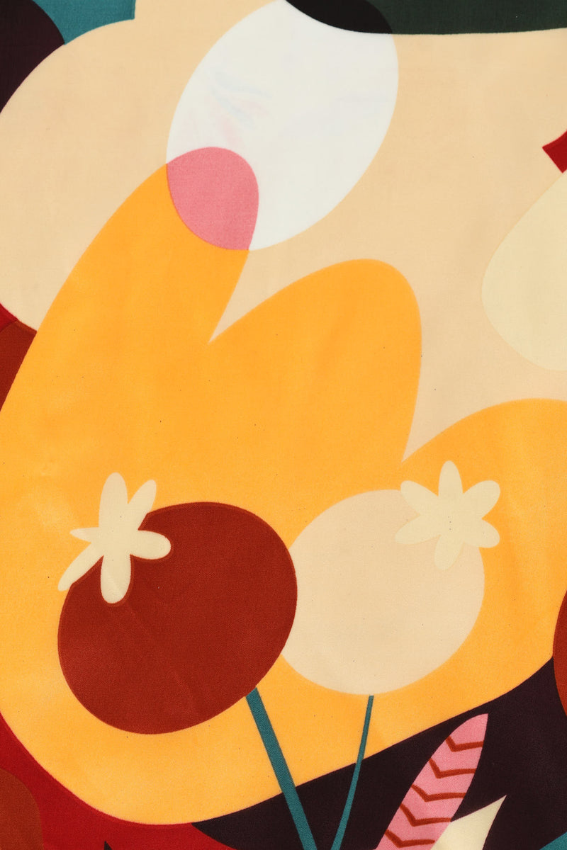 Floral Colourblock Satin Feel Scarf - Black