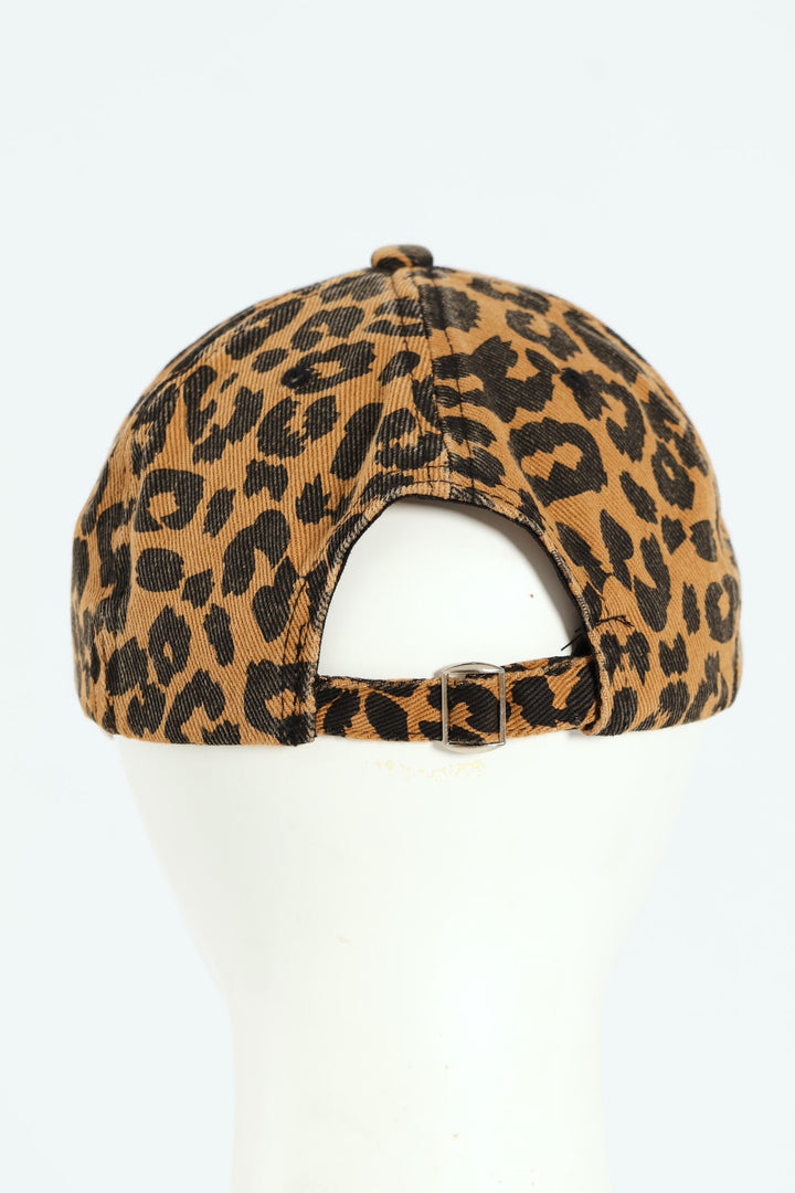 Leopard Print Washed Twill Cap - Brown