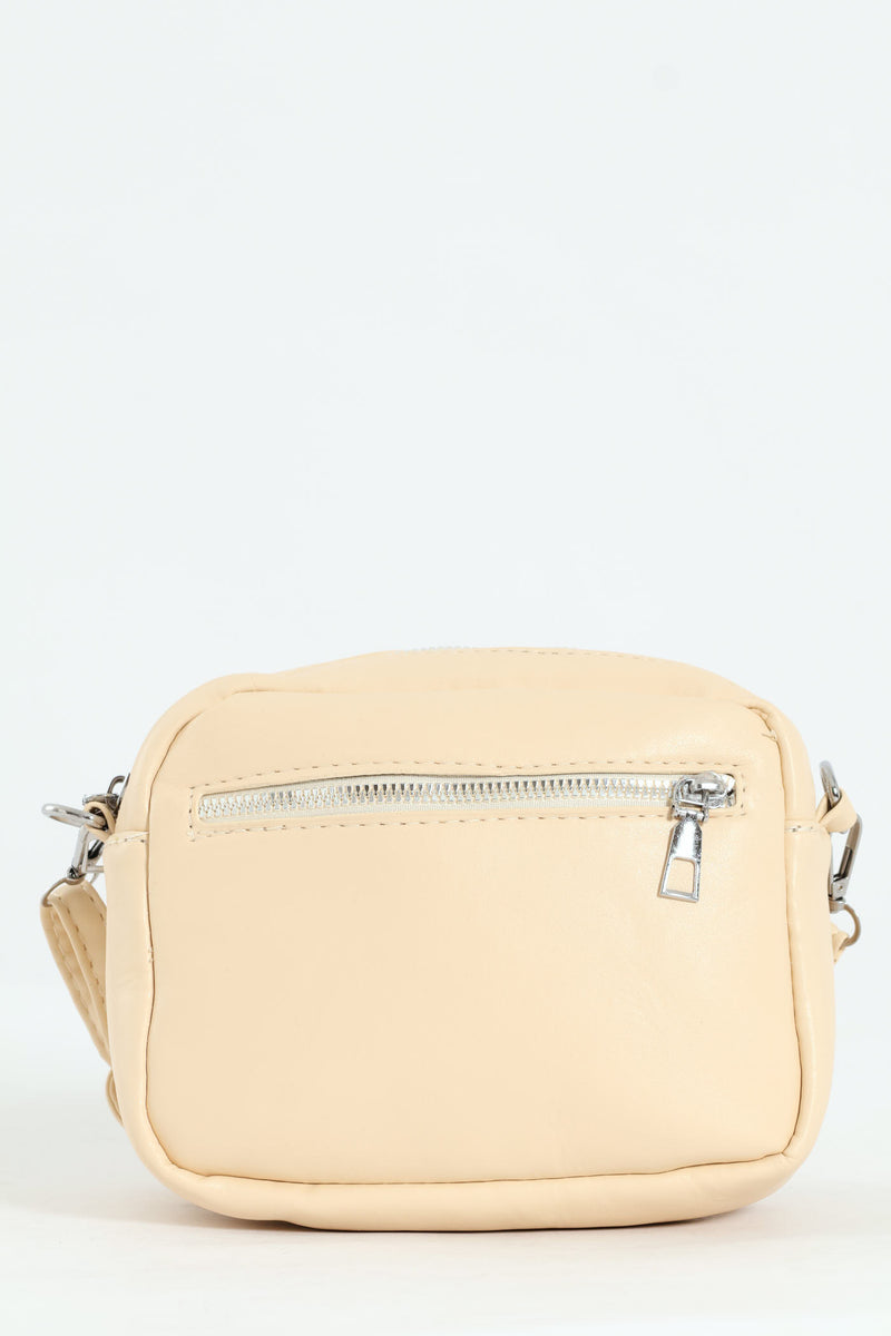 Girls Beige Quilted Sling Bag - Beige