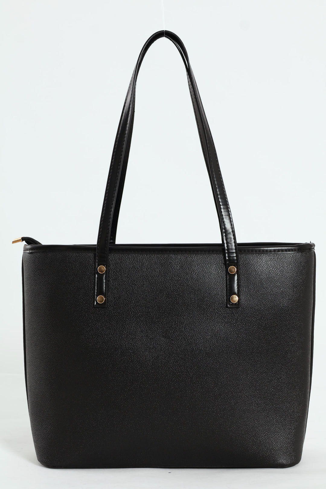 Front Pocket Gold Trim Shopper - Black