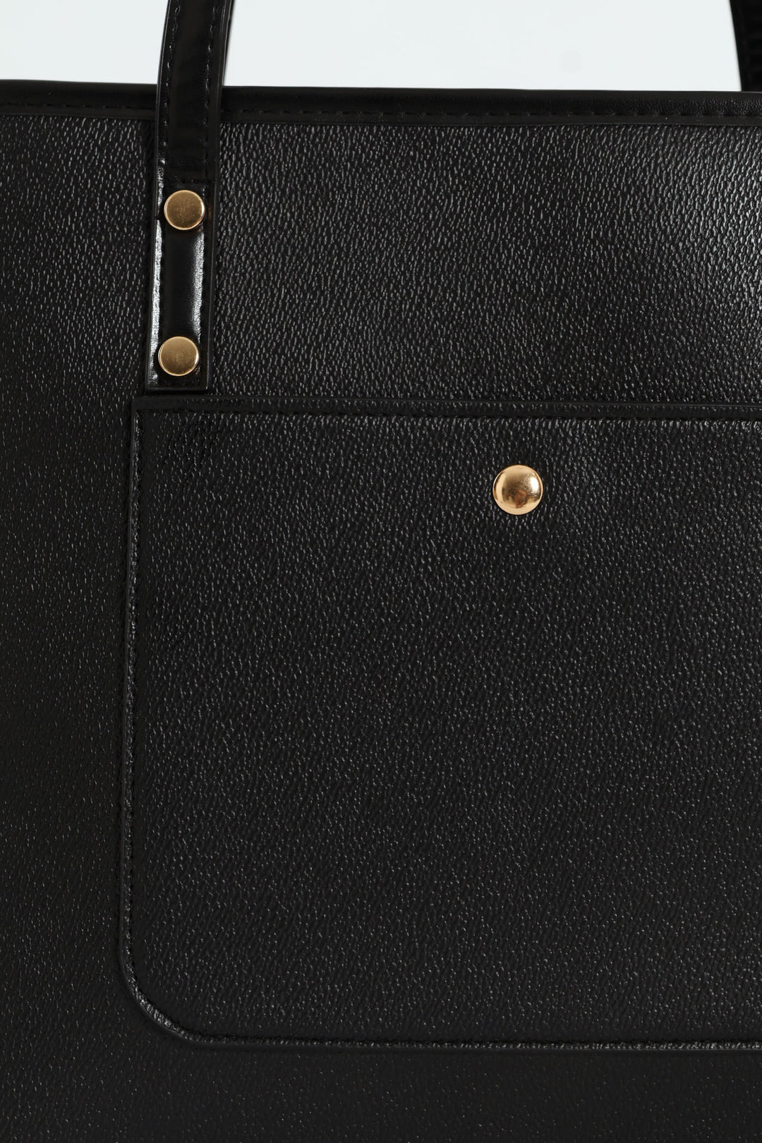 Front Pocket Gold Trim Shopper - Black