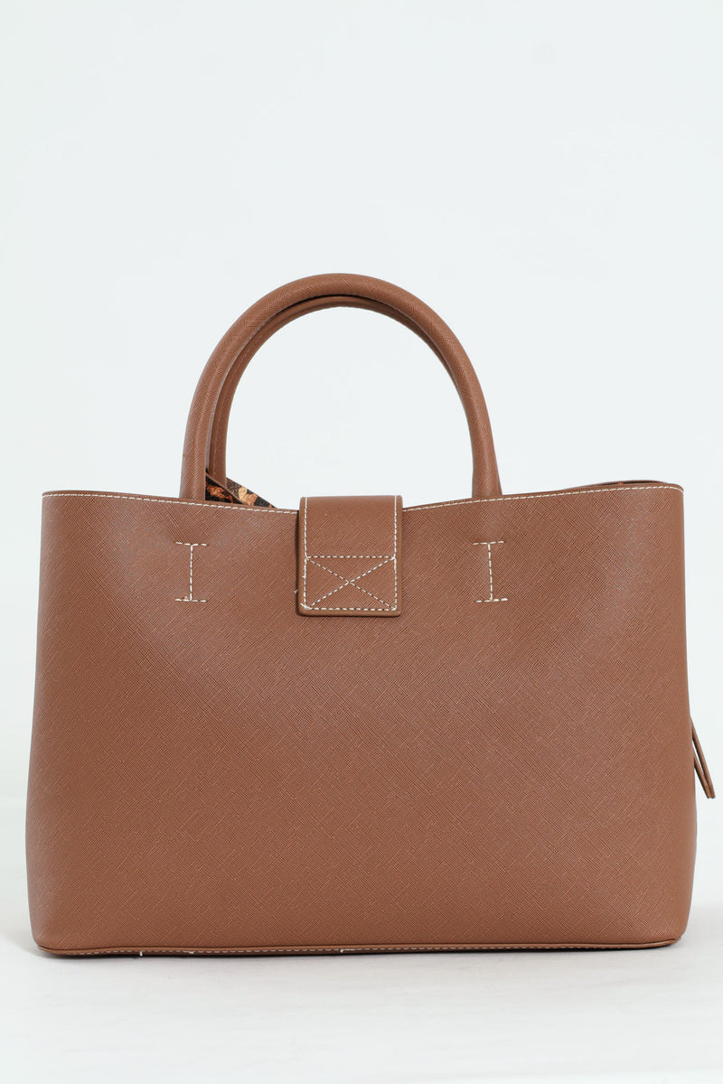 Bkess-Large Tote Bag - Chestnut