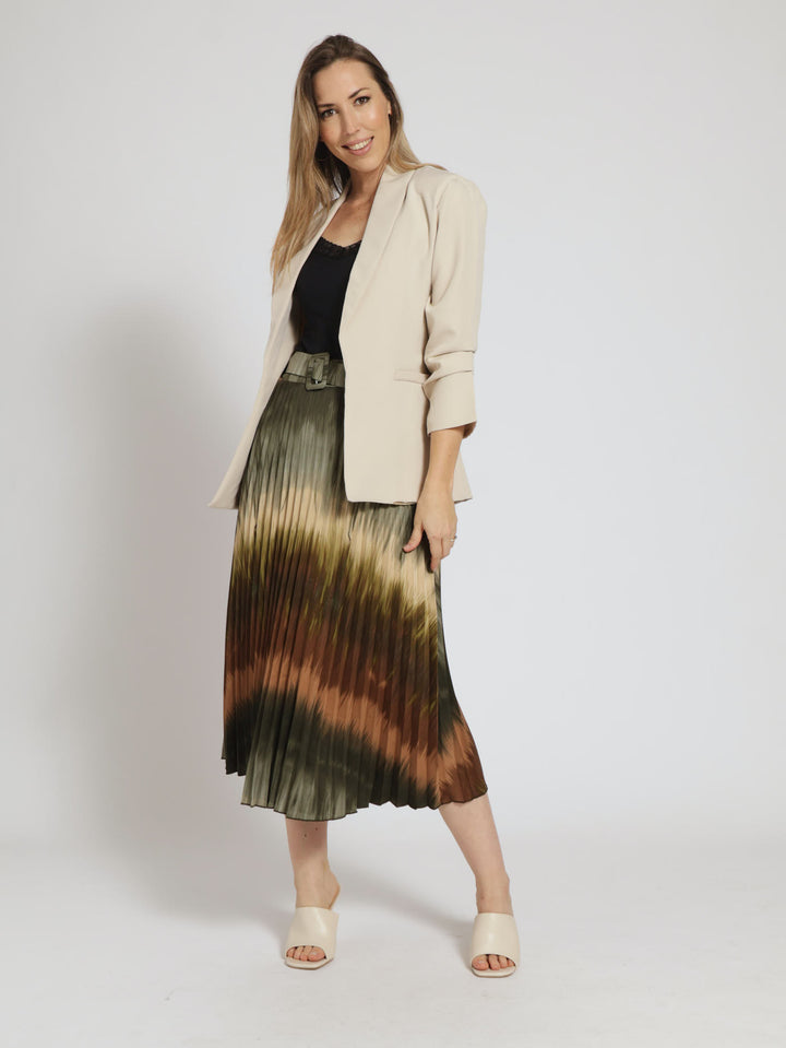 Ruched Sleeve Blazer - Cream