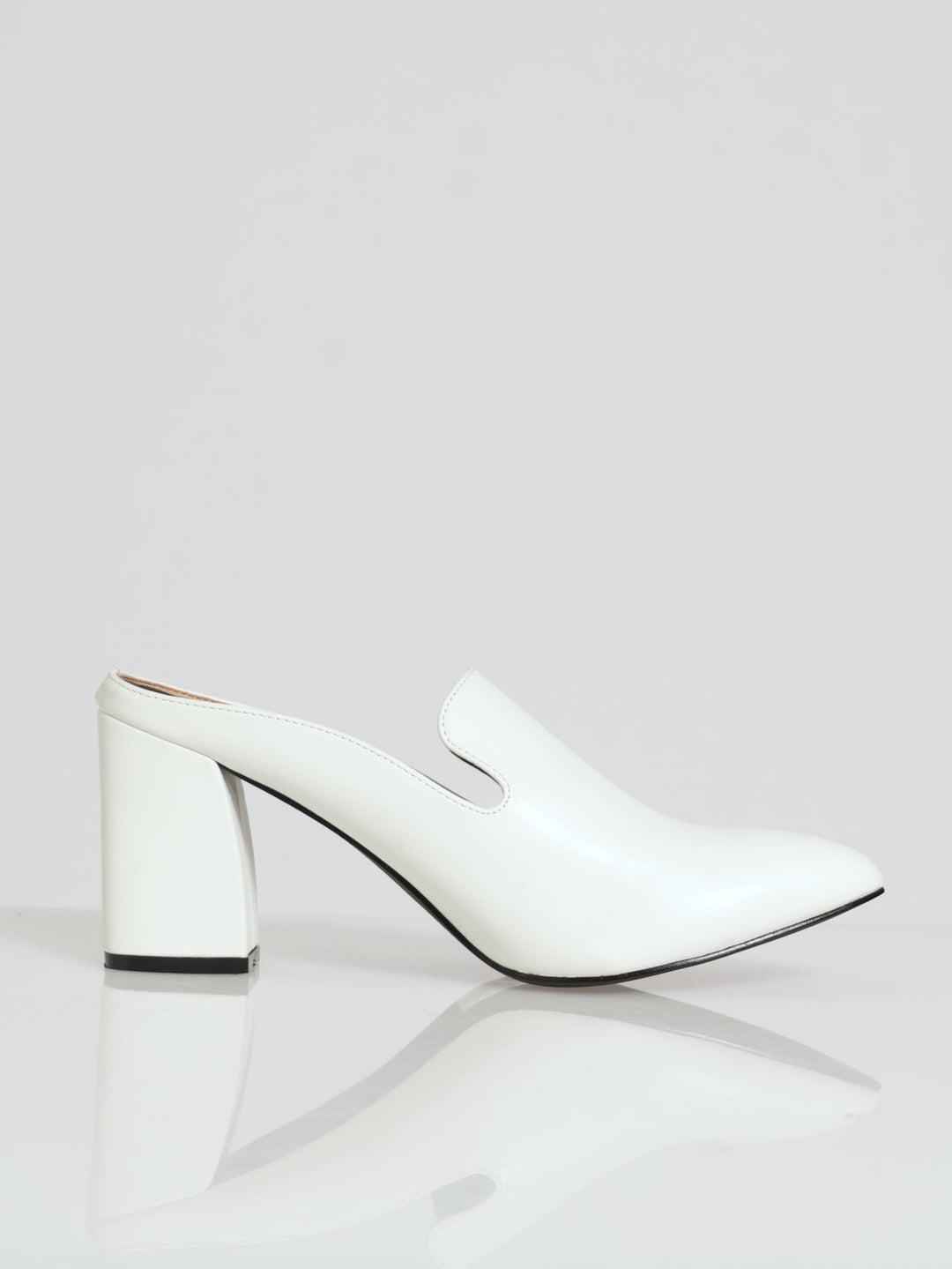 Textured Push In Albert Cut Court Heel - White