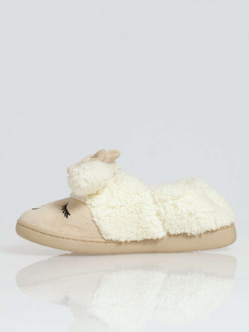 Novelty Sheep Full Closed Slipper - Beige/Cream