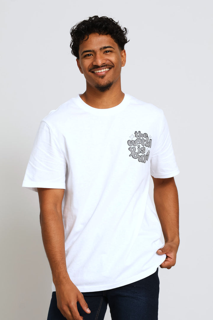 World Is Yours Front & Back Print Tee - White