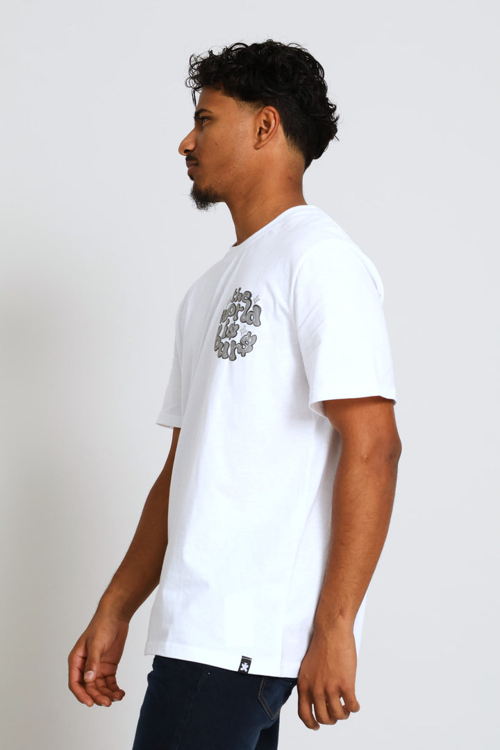 World Is Yours Front & Back Print Tee - White