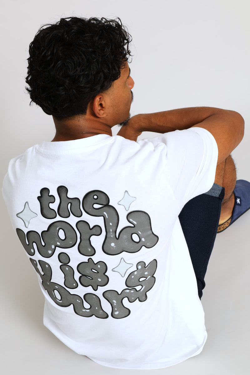 World Is Yours Front & Back Print Tee - White