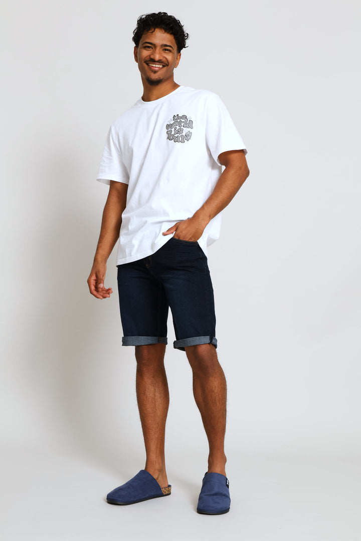 World Is Yours Front & Back Print Tee - White