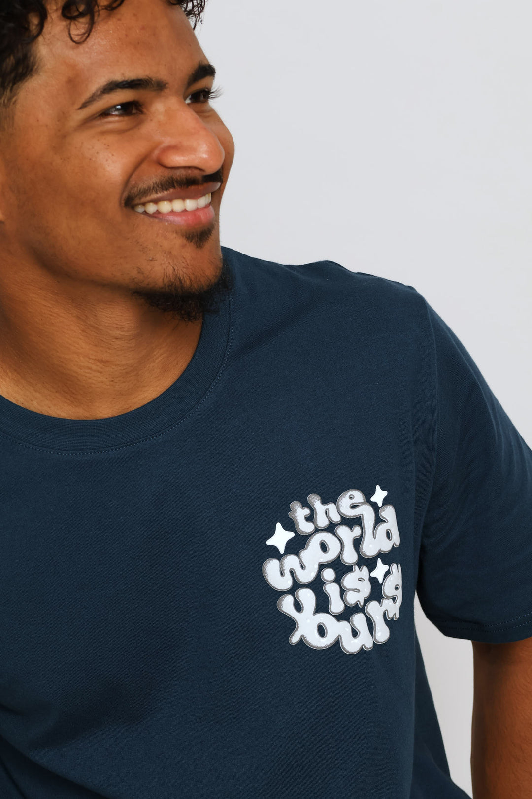 World Is Yours Front & Back Print Tee - Petrol