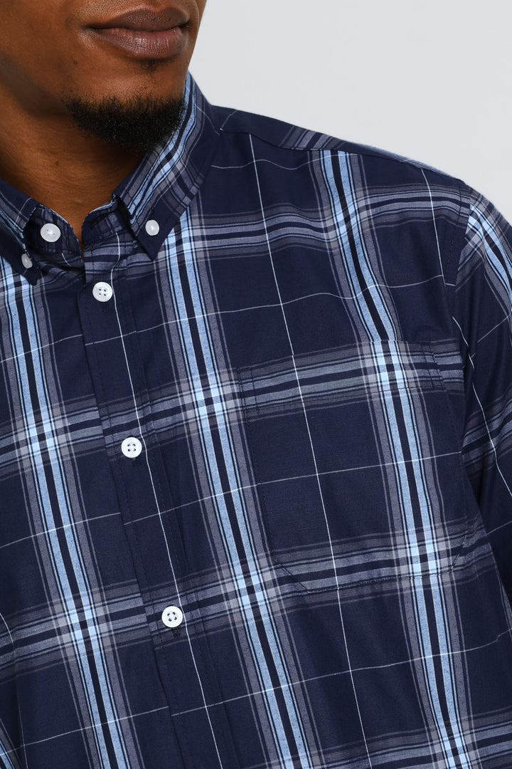 Shadow Check Shirt - Navy