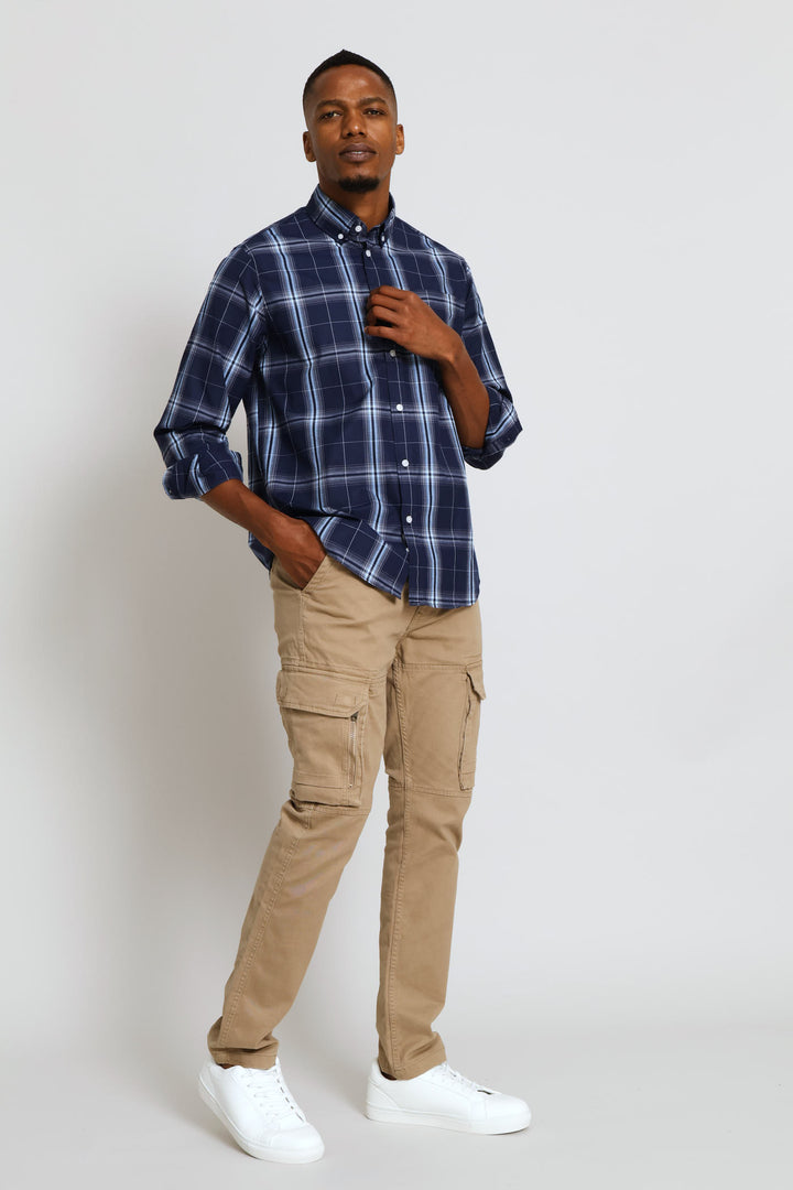 Shadow Check Shirt - Navy