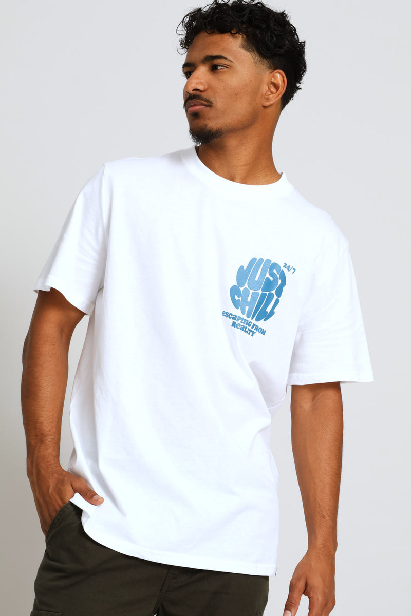 Just Chill Chest Print Tee - White