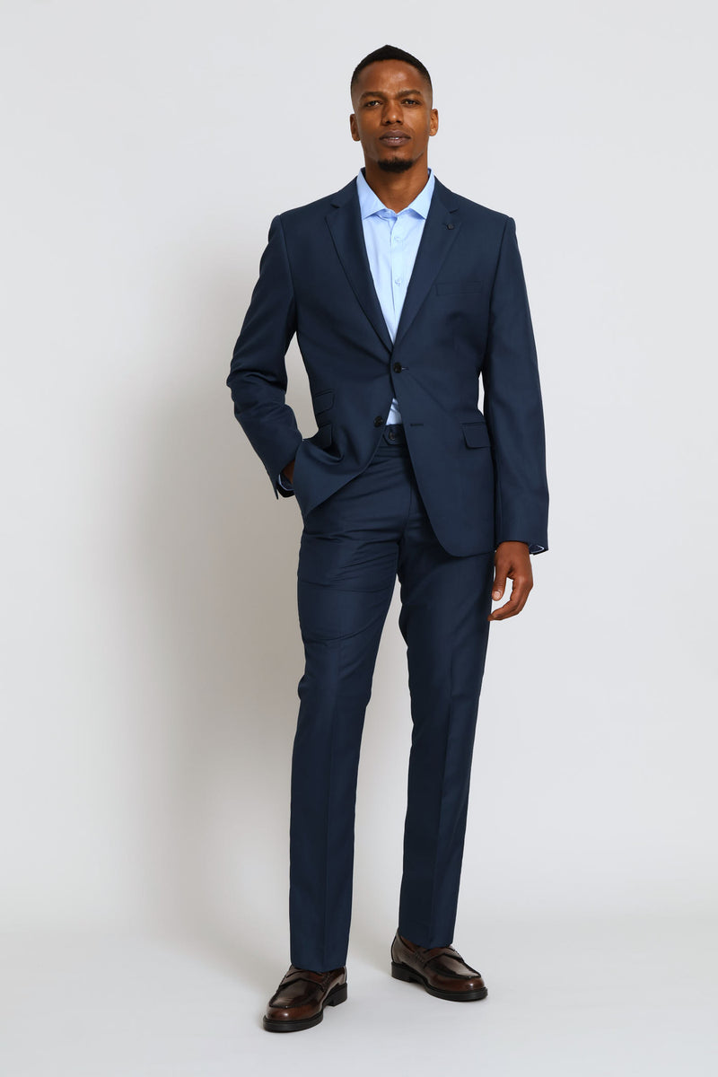 Regular Fit Viscose Blend Suit Trouser - Petrol