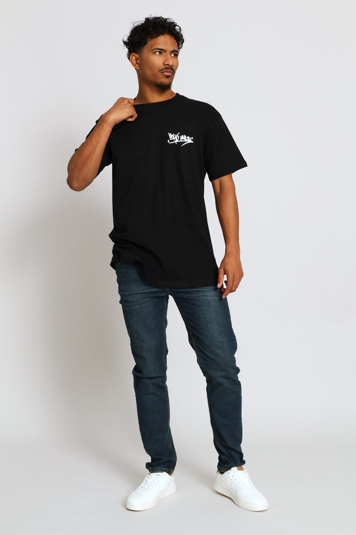 Graffiti Chest Print Tee - Black