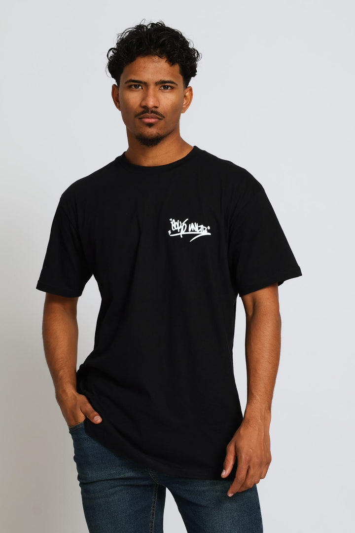 Graffiti Chest Print Tee - Black