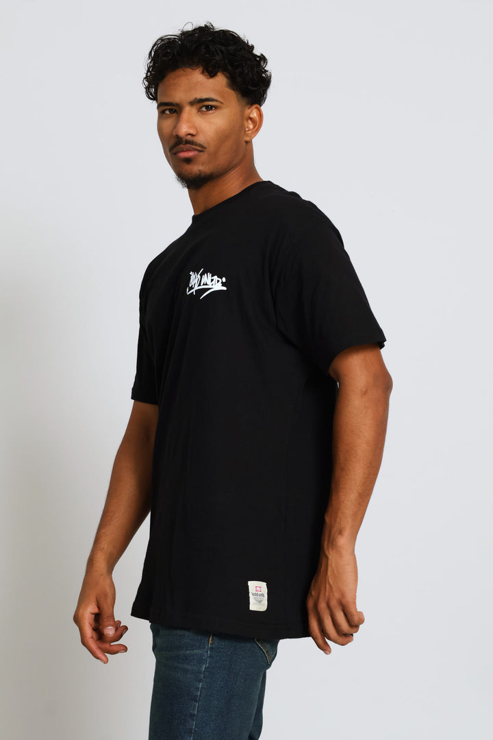Graffiti Chest Print Tee - Black