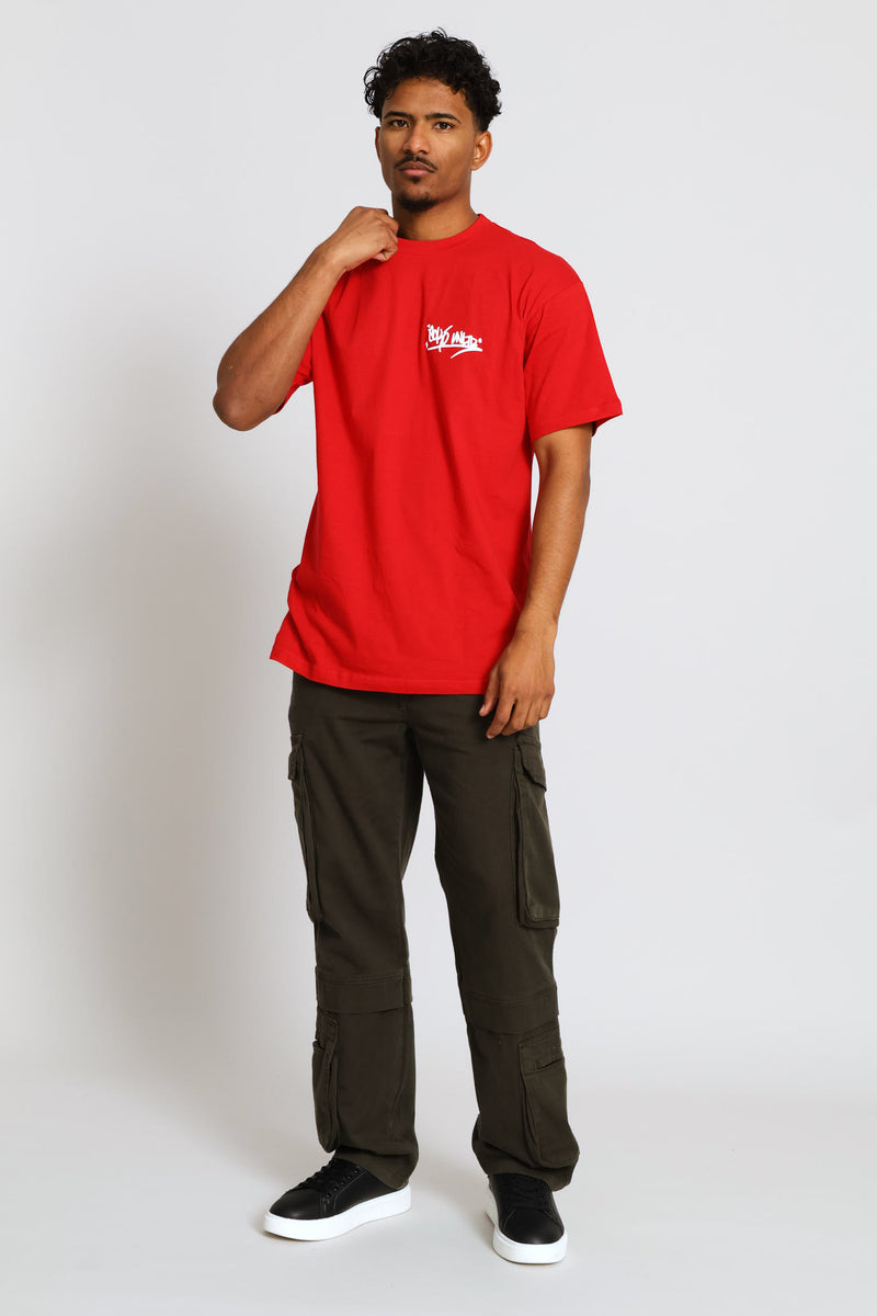 Graffiti Chest Print Tee - Red