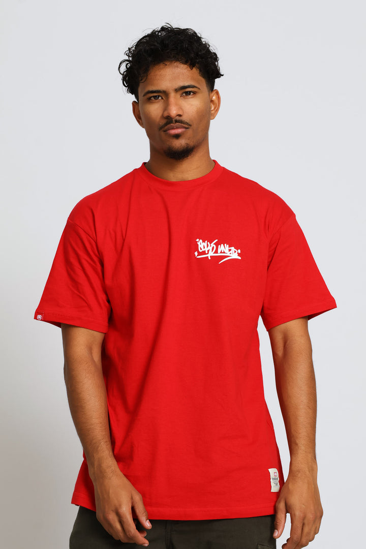 Graffiti Chest Print Tee - Red