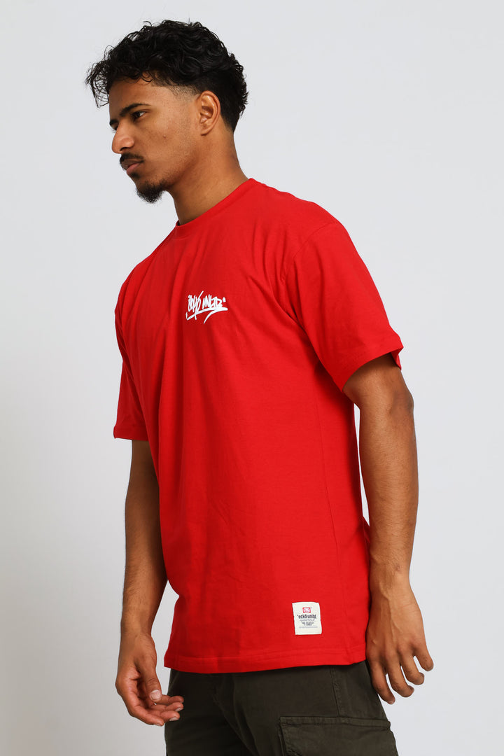 Graffiti Chest Print Tee - Red