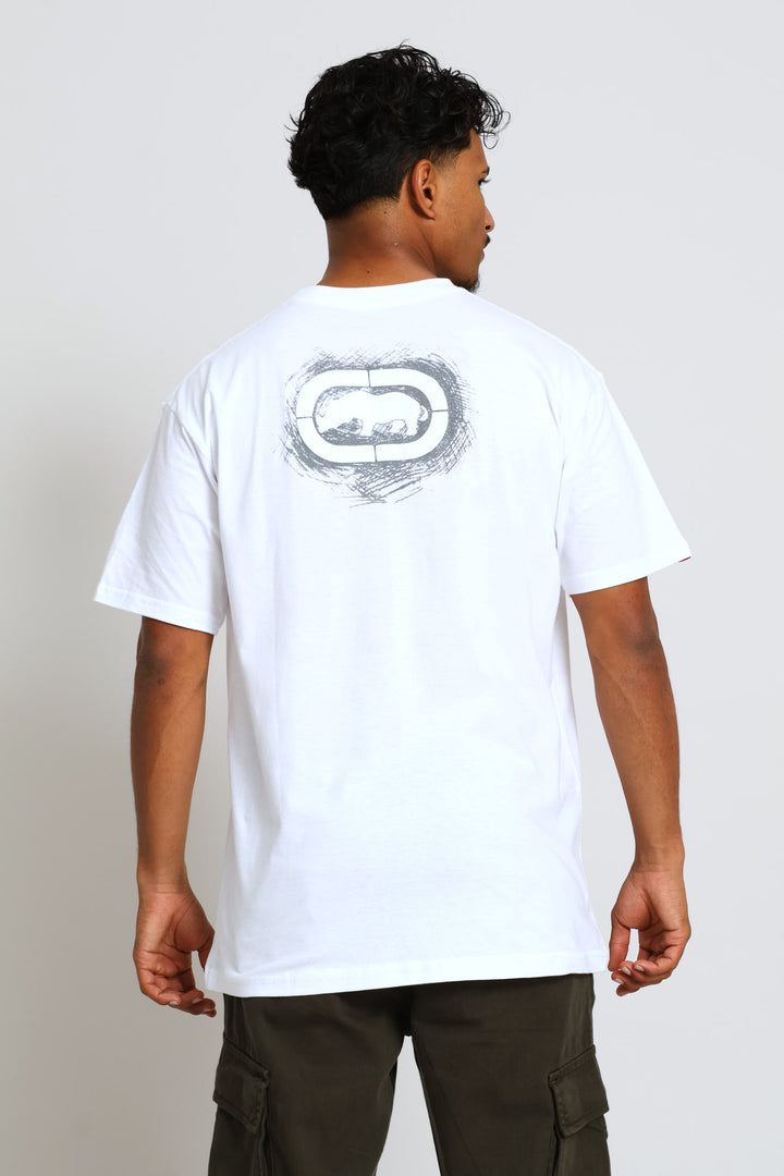 Skull Back Print Tee - White