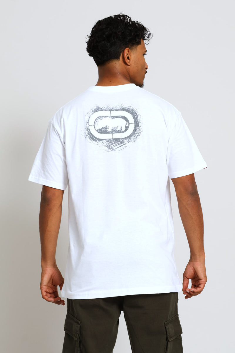 Skull Back Print Tee - White