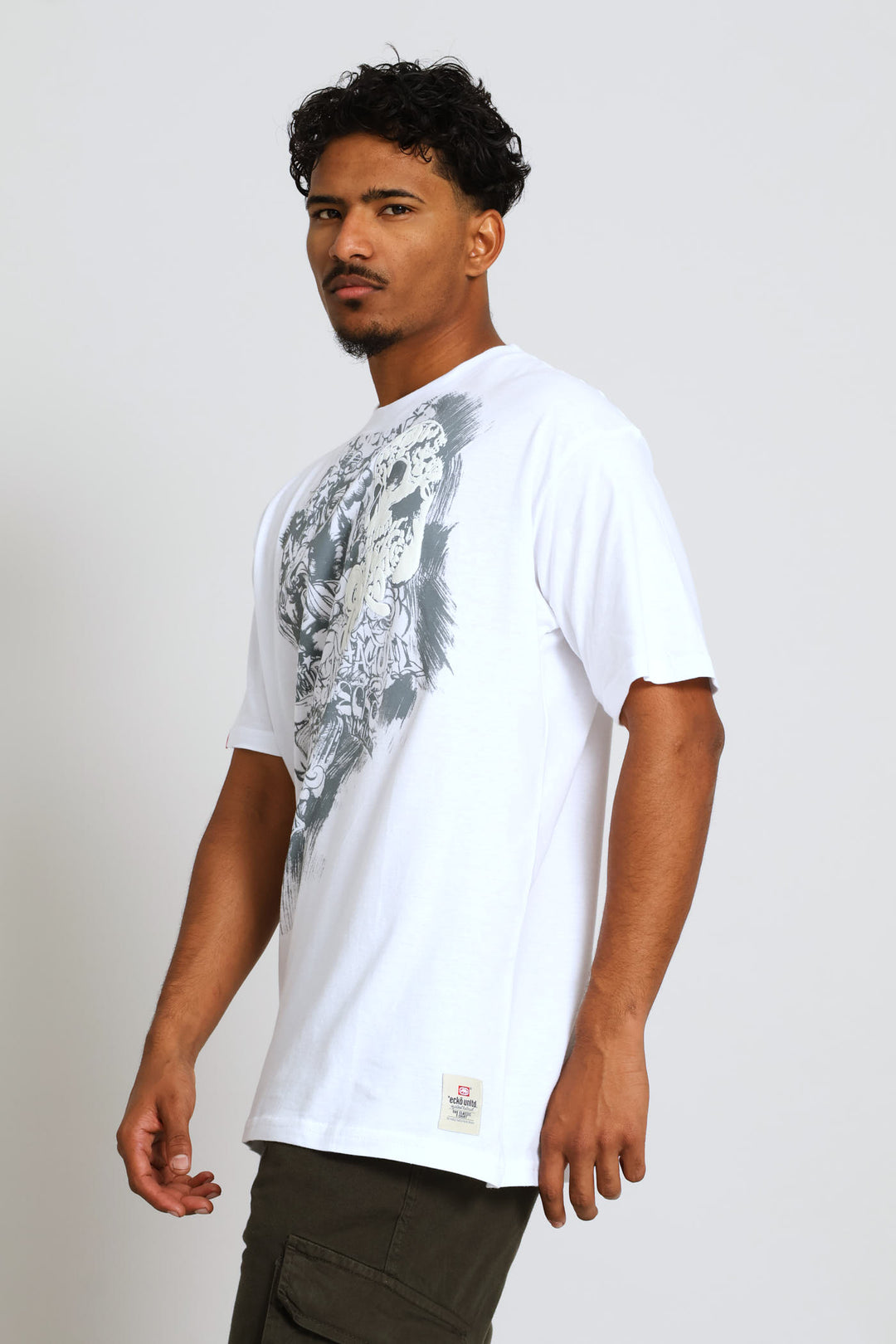 Skull Back Print Tee - White