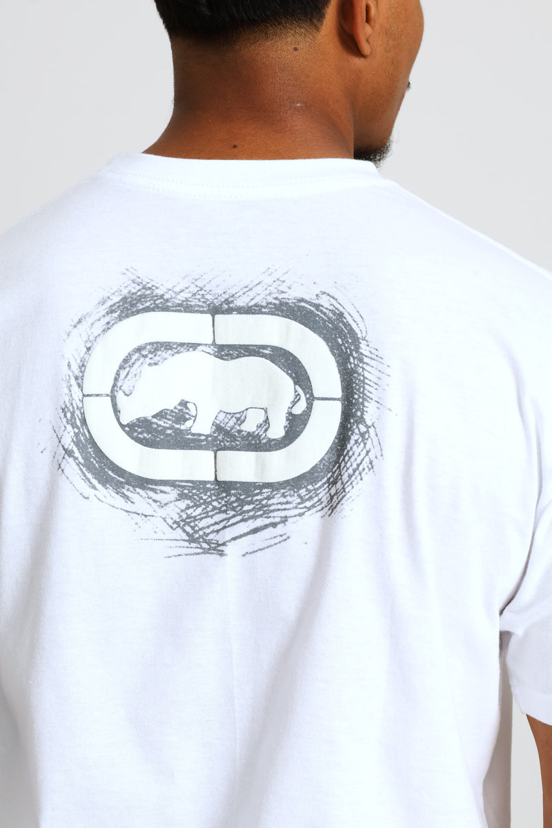Skull Back Print Tee - White