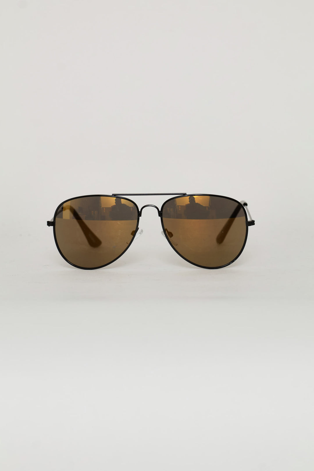 Pre-Boys Black Rim Metal Aviator Sunglasses