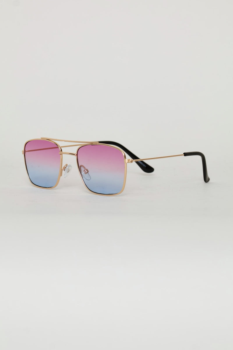 Girls Gold Tips Ombre Aviator Sunglasses - Multi