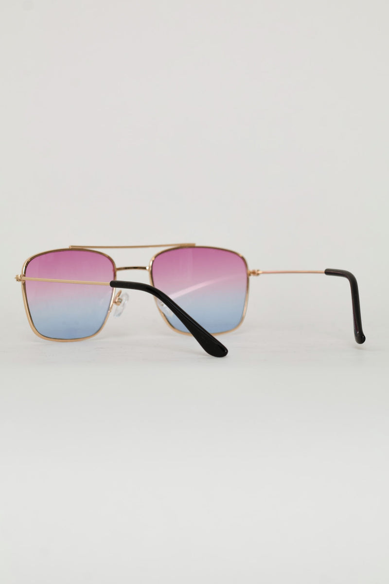 Girls Gold Tips Ombre Aviator Sunglasses - Multi