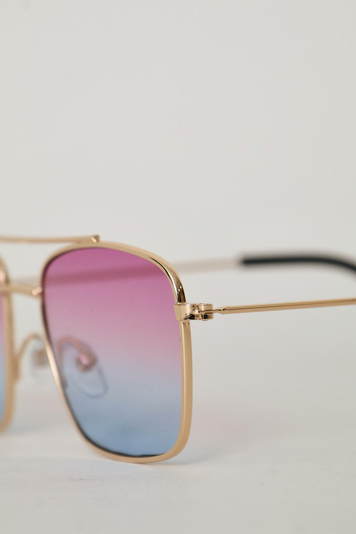 Girls Gold Tips Ombre Aviator Sunglasses - Multi
