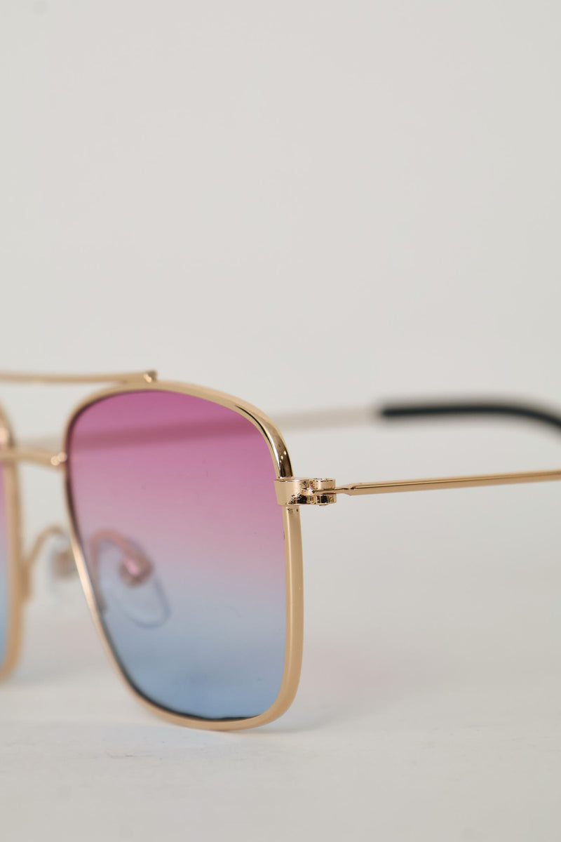 Girls Gold Tips Ombre Aviator Sunglasses - Multi