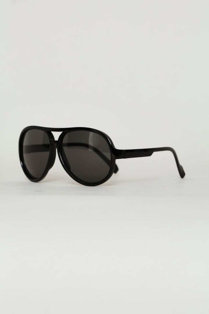 Boys Shiny Aviator Sunglasses - Black