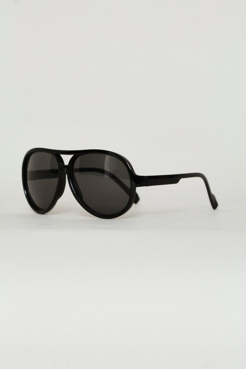 Boys Shiny Aviator Sunglasses - Black