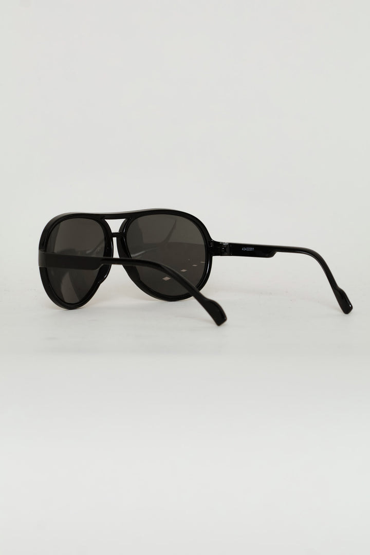 Boys Shiny Aviator Sunglasses - Black