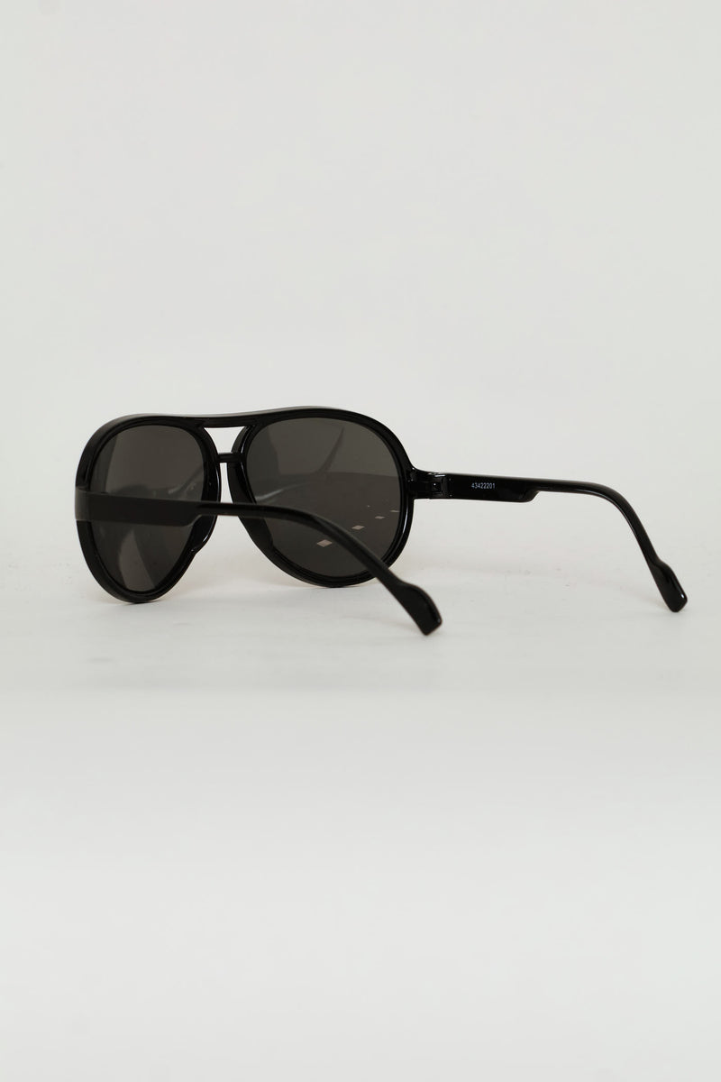 Boys Shiny Aviator Sunglasses - Black