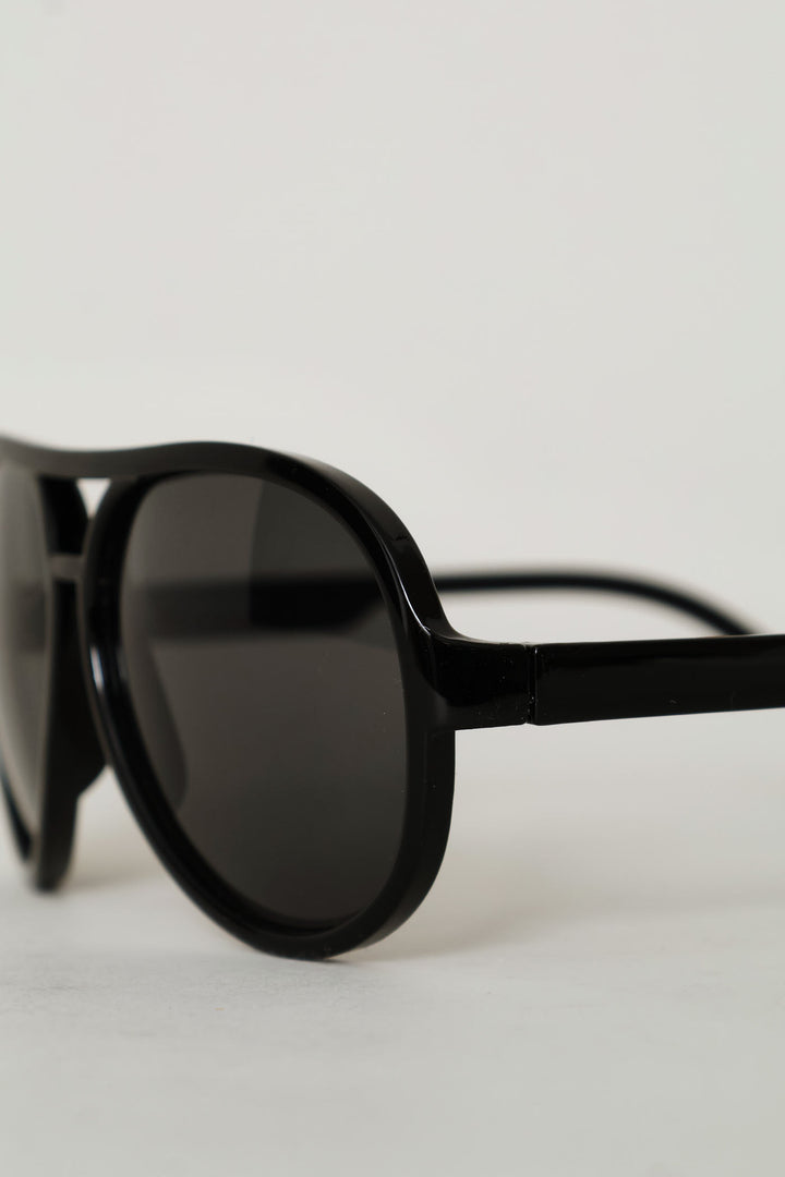 Boys Shiny Aviator Sunglasses - Black