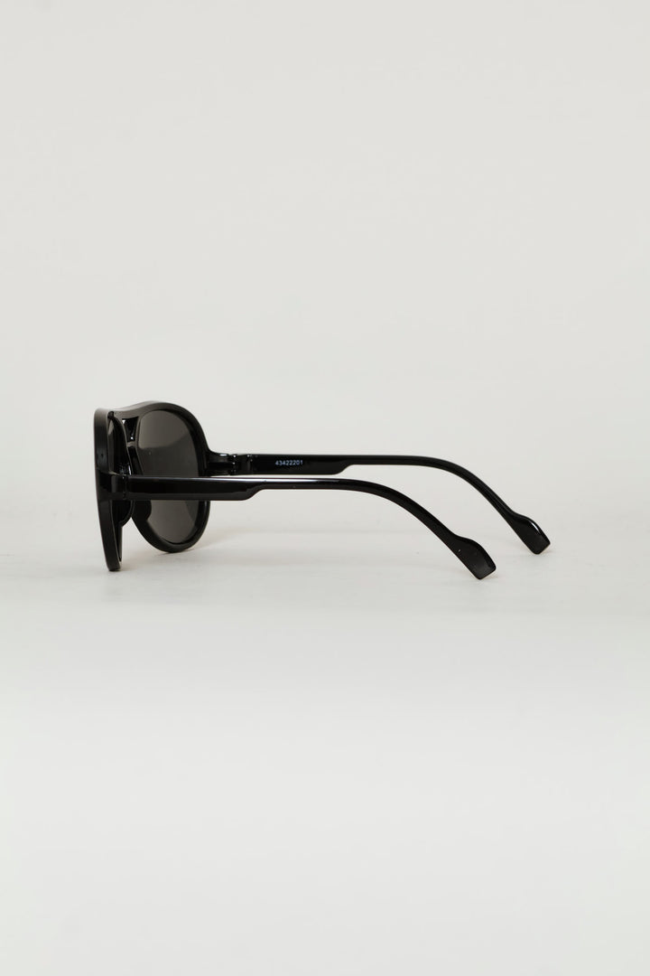 Boys Shiny Aviator Sunglasses - Black