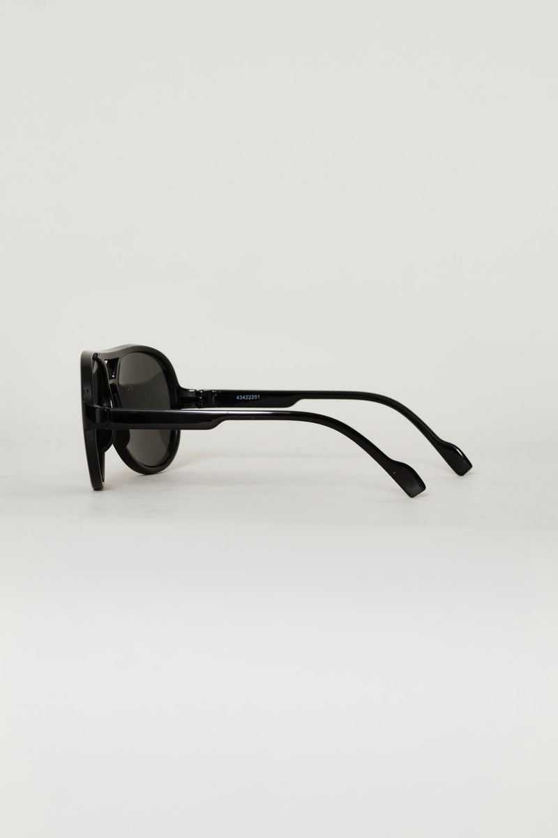 Boys Shiny Aviator Sunglasses - Black
