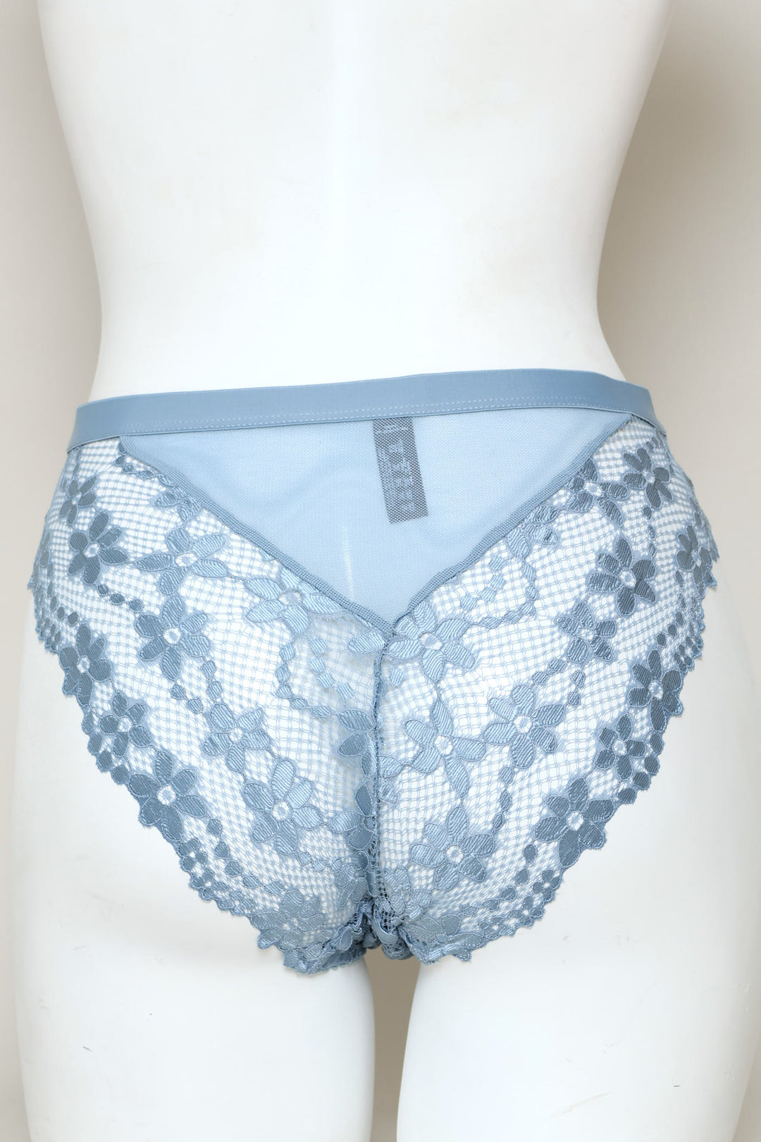 Thick Elastic Full Lace Hi-Cut Panty - Blue