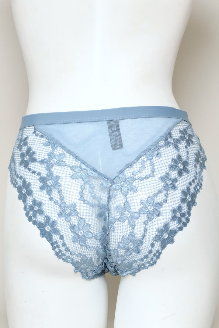 Thick Elastic Full Lace Hi-Cut Panty - Blue