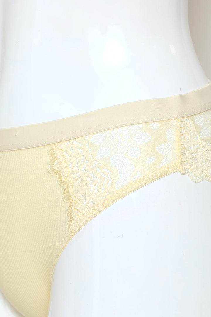 Thick Elastic Ribbed Cotton Bikini Panty - Yellow