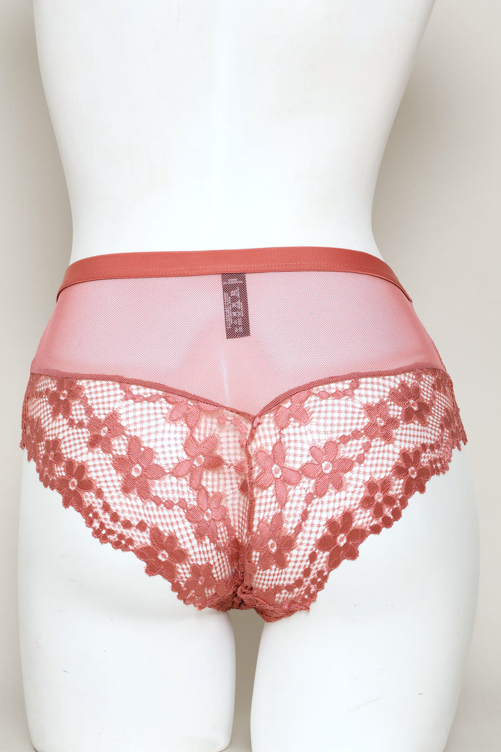 Thick Elastic Full Lace Boyleg Panty - Pink