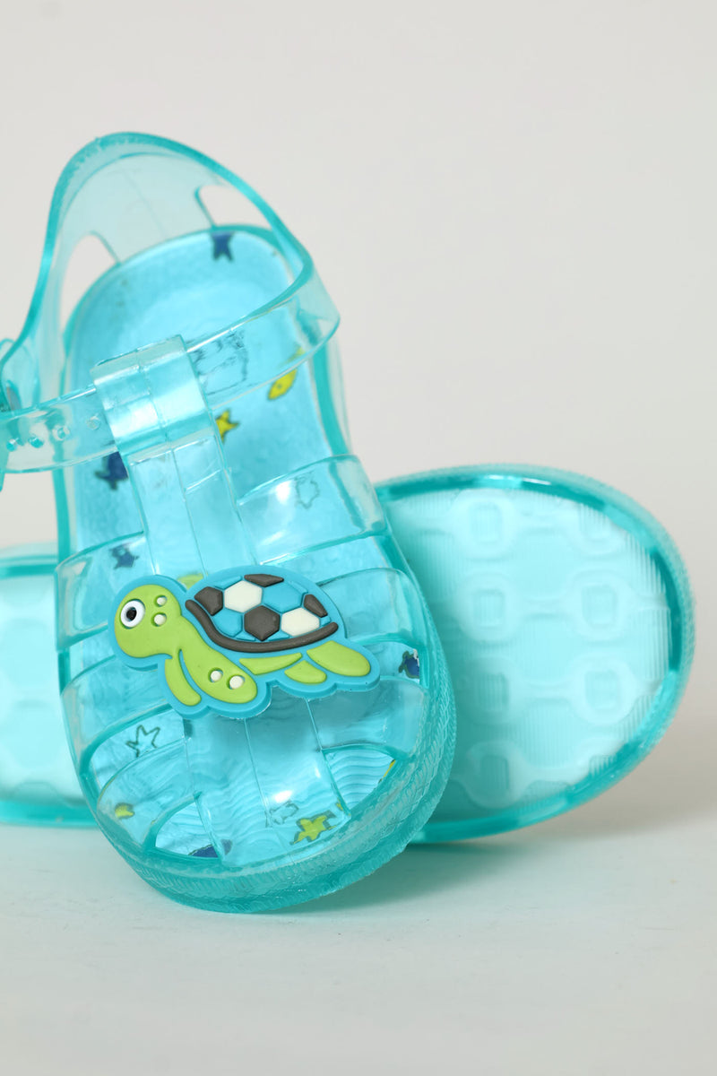 Pre-Boys Turtle Closed Toe Jelly Sandal - Turquoise