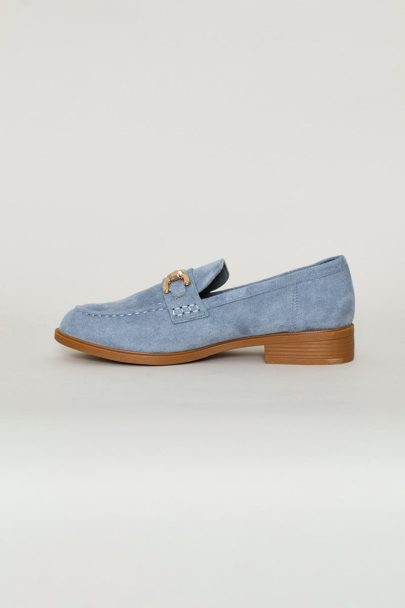 Almond Toe Horsebit Trim Loafer - Blue