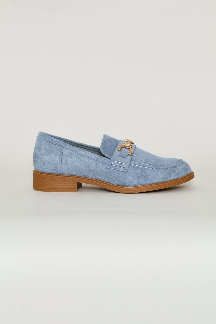 Almond Toe Horsebit Trim Loafer - Blue