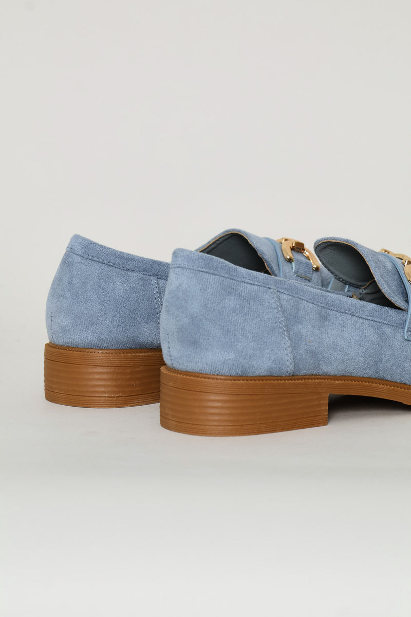 Almond Toe Horsebit Trim Loafer - Blue