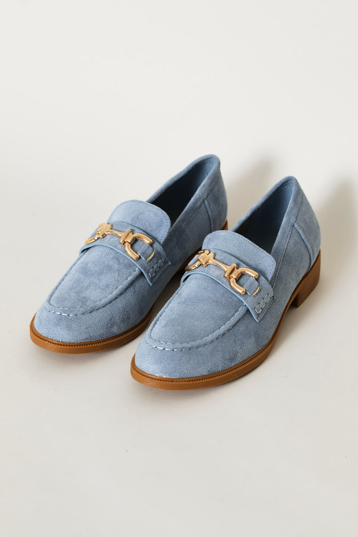 Almond Toe Horsebit Trim Loafer - Blue