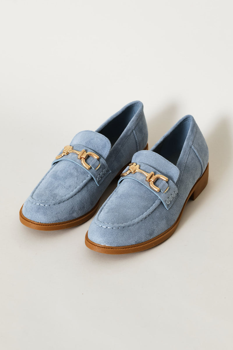 Almond Toe Horsebit Trim Loafer - Blue